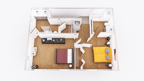 Floor plan for 2 beds, 2 baths, 1410 sqft